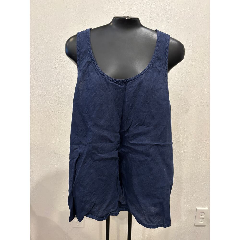 Hari Casuals Pure Linen Top Womens Size Medium Sleeveless Blue